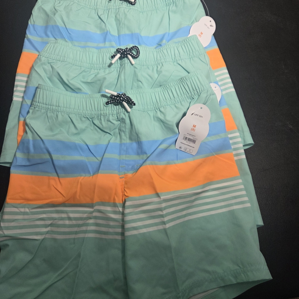 3-Colorful Striped Swim Shorts
